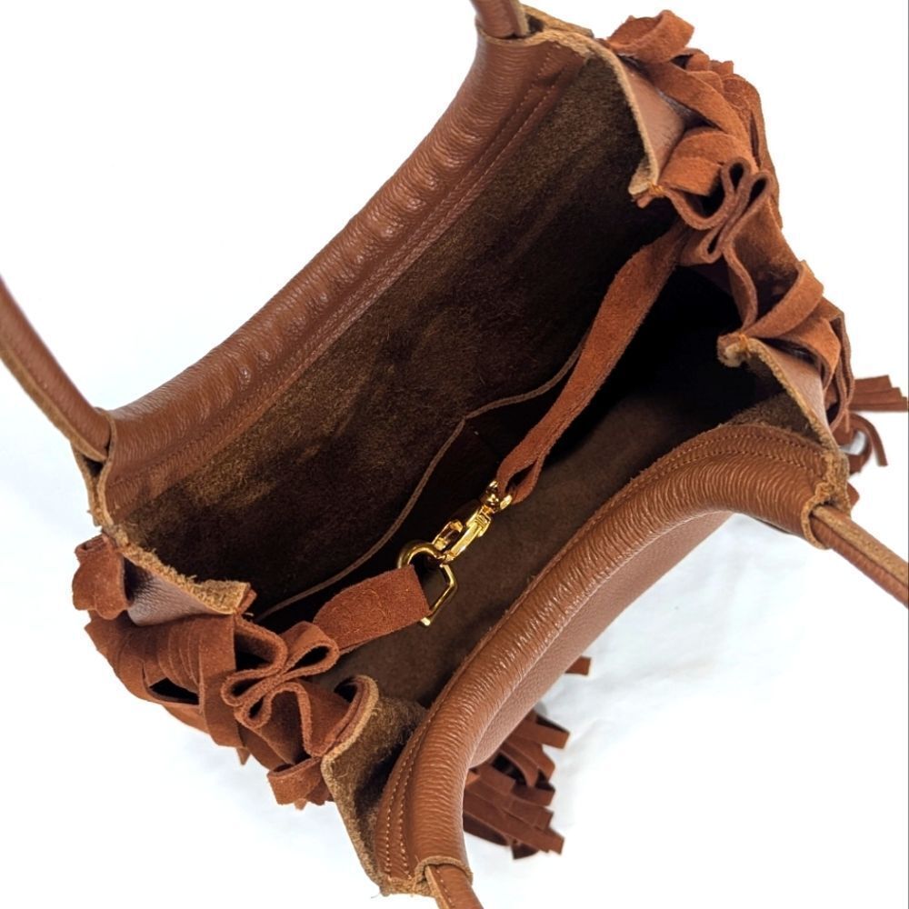 Handmade Leather Fringe Carry All - Picture 4 of 5